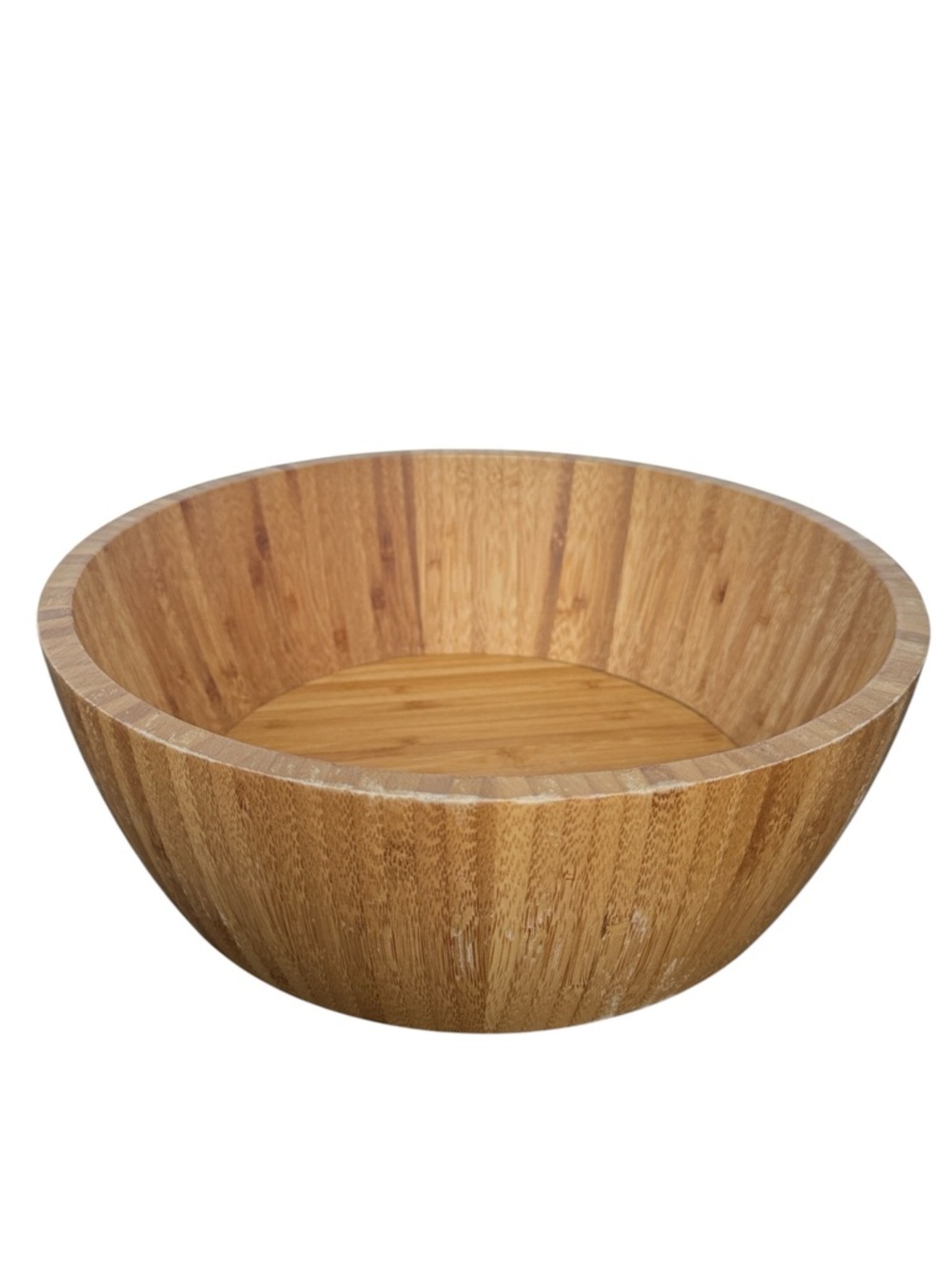 Large Round Bamboo Wood Serving Bowl - Minimalist Organic Modern Decor - 12”